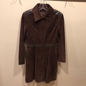 Andrew Marc Brown Leather Jacket Long Size Small